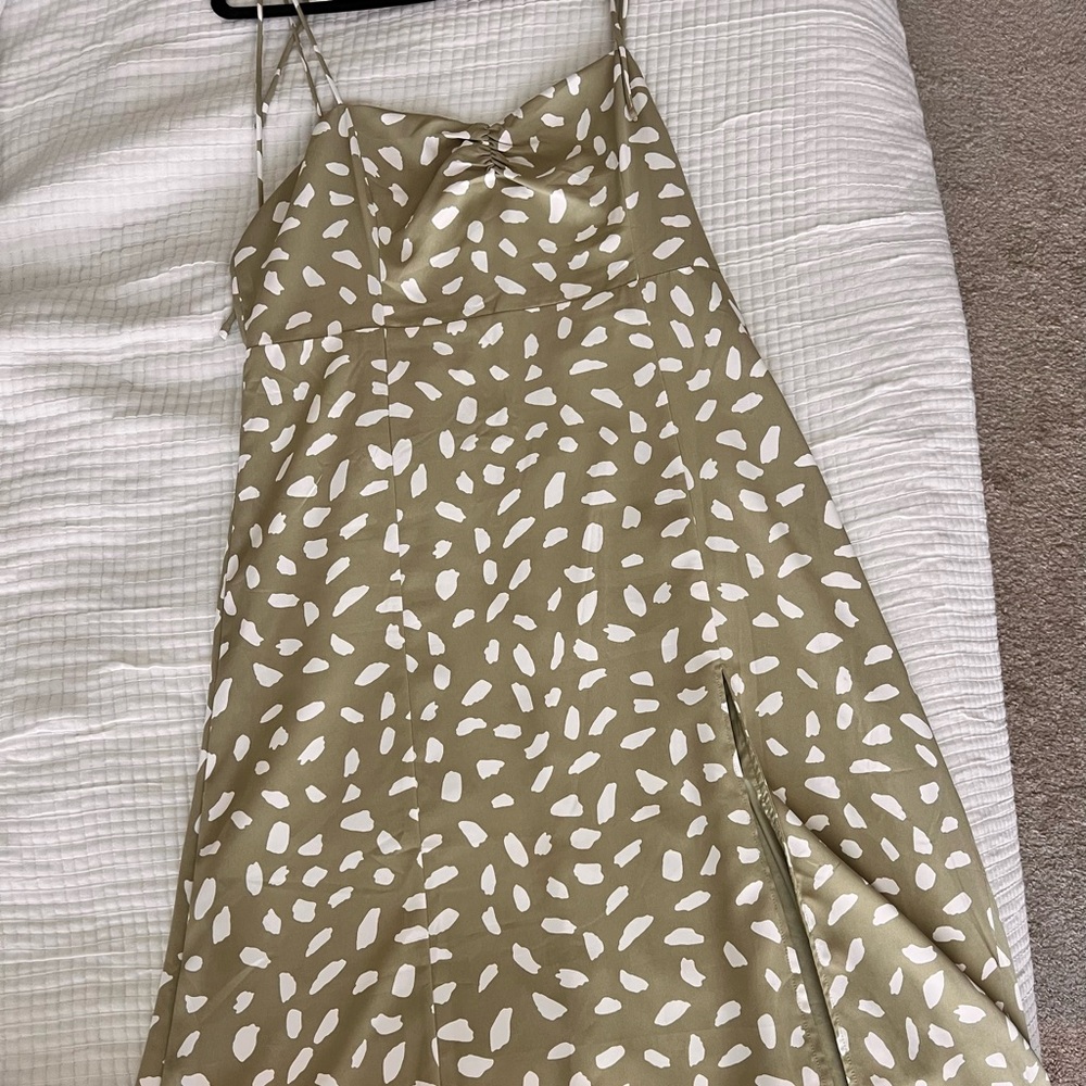 Lulu's Olive and Cream Patterned Dress